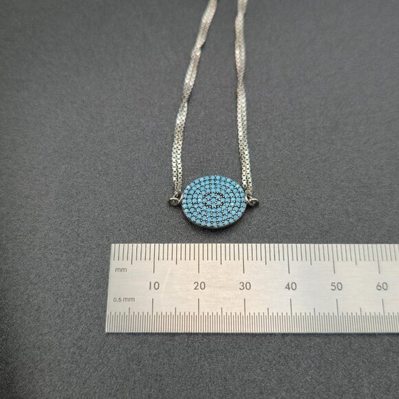 6.5+1 Inch Sterling Silver Circle Pavement Stone Bracelet A6469 - Picture 6 of 7